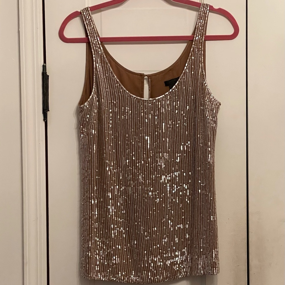 J.Crew Collection Gold Sequin and Silk Top Sz 8